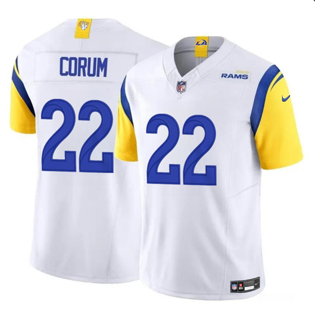 Youth Los Angeles Rams #22 Blake Corum White 2024 Draft F.U.S.E Vapor Untouchable Football Stitched Jersey